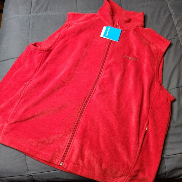 Columbia Red Zip Up Fleece Vest - Picture 1 of 6